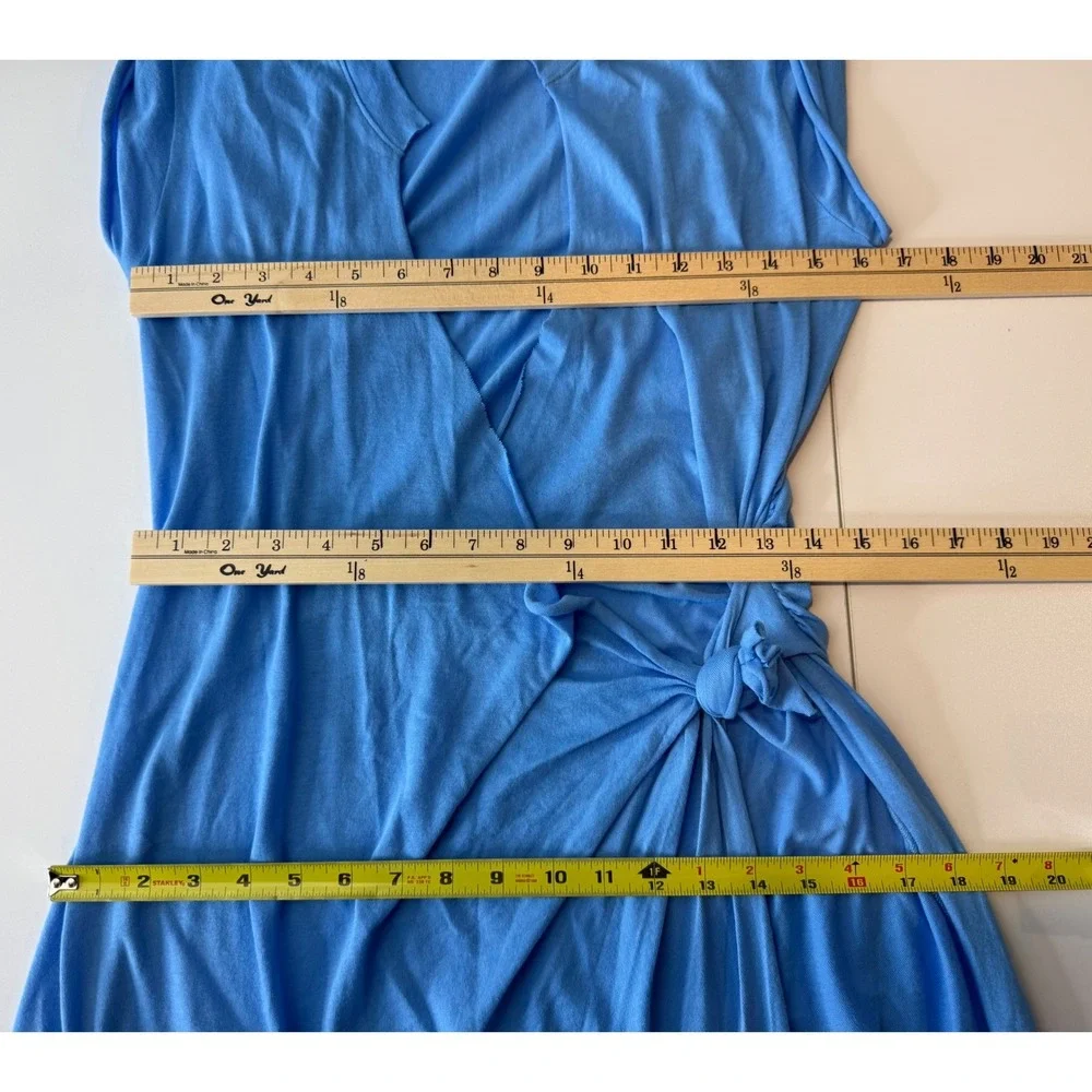 SKIMS Cotton Cover Up Tie T Shirt Dress Women L Blue Wrap Maxi Beach Resort Sexy